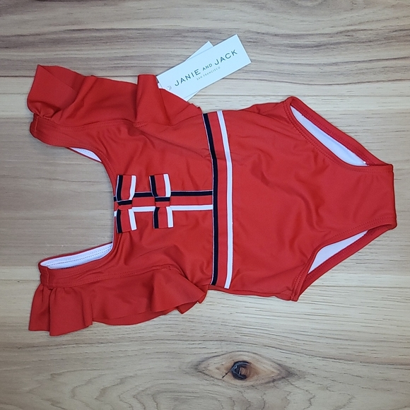 Janie and Jack Other - Janie and Jack Red Flutter Sleeve Swimsuit 6-12 MOS